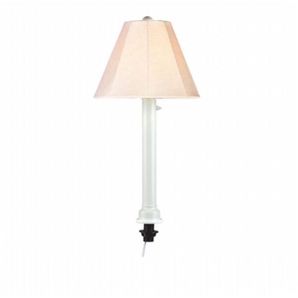 Brilliantbulb Umbrella Table Lamp 20771 with 2 in. white tube body and antique beige linen Sunbrella shade fabric BR2632163 - main